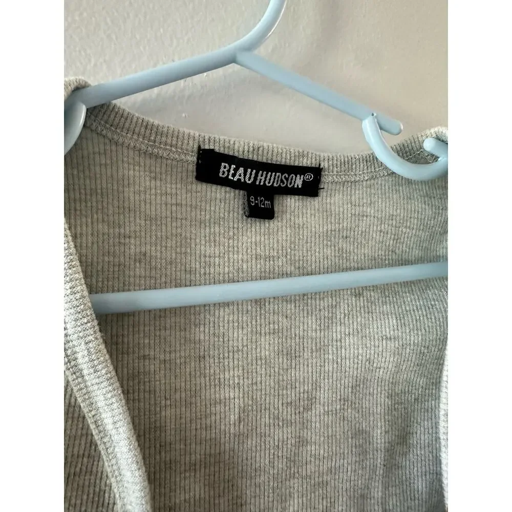 Beau Hudson Sweater Baby 9-12 Months Gray Cardigan Ribbed Unisex Minimalist